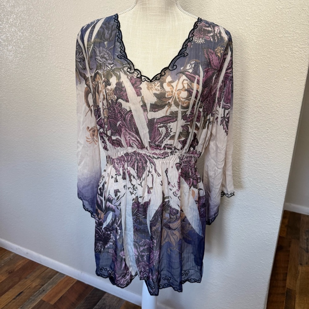 Motherhood Maternity Top - Size Large - Floral Sheer